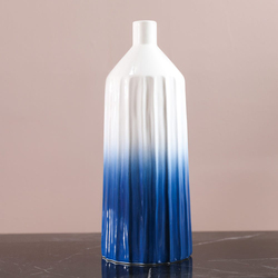 Danube Home Liana Ceramic Flower Vase for Centerpieces, 15 x 15 x 40 cm, Blue