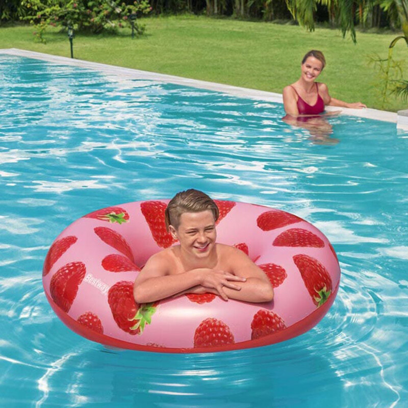 

Danube Home Bestway Scentsation Raspberry Swim Ring Inflatable Swimming Pool Floater, Multicolour