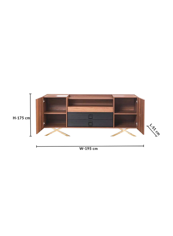 Danube Home Roma Dining Sideboard Cabinet, Walnut/Gold