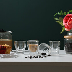 Danube Home 100ml 4-Piece Double Wall Glass Set, Clear