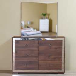 Danube Home Ezekiel Dresser with Mirror, Walnut Brown