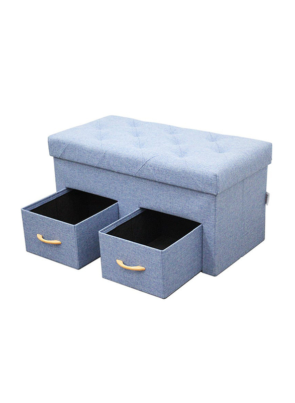 Danube Home Trex Linen Folding Storage Ottoman, Blue