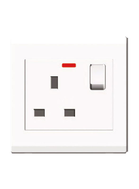 Danube Home Milano 13A Socket with Neon Light Indicator, White
