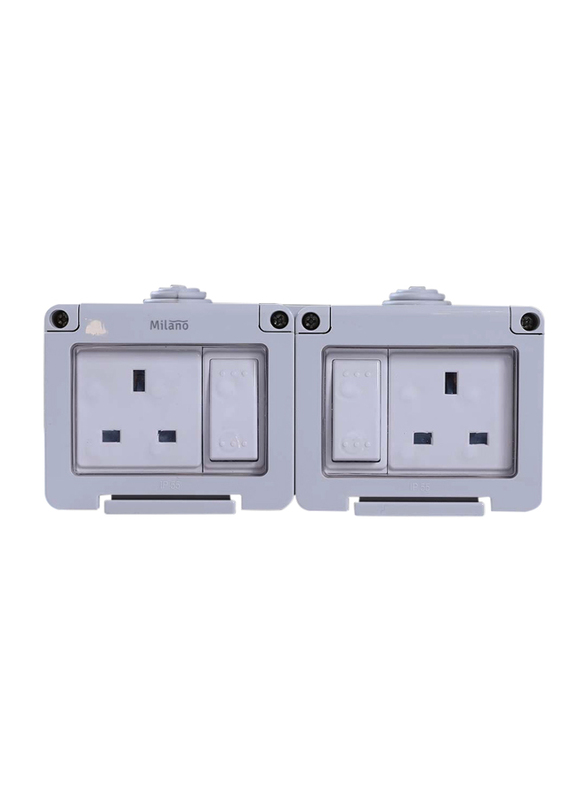 Milano Water-Proof 13A 2Gang Switched Single Socket, White