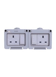 Milano Water-Proof 13A 2Gang Switched Single Socket, White