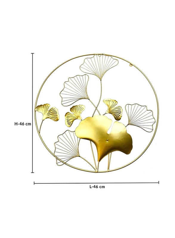 Danube Home Medalion Circle Frame Leaf Wall Decoration, Gold