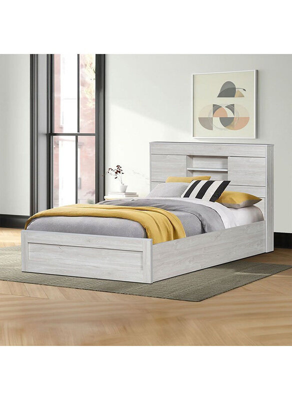 

Danube Home Tisley Single Bed with Underbed Storage, Light Oak/White Faux Marble