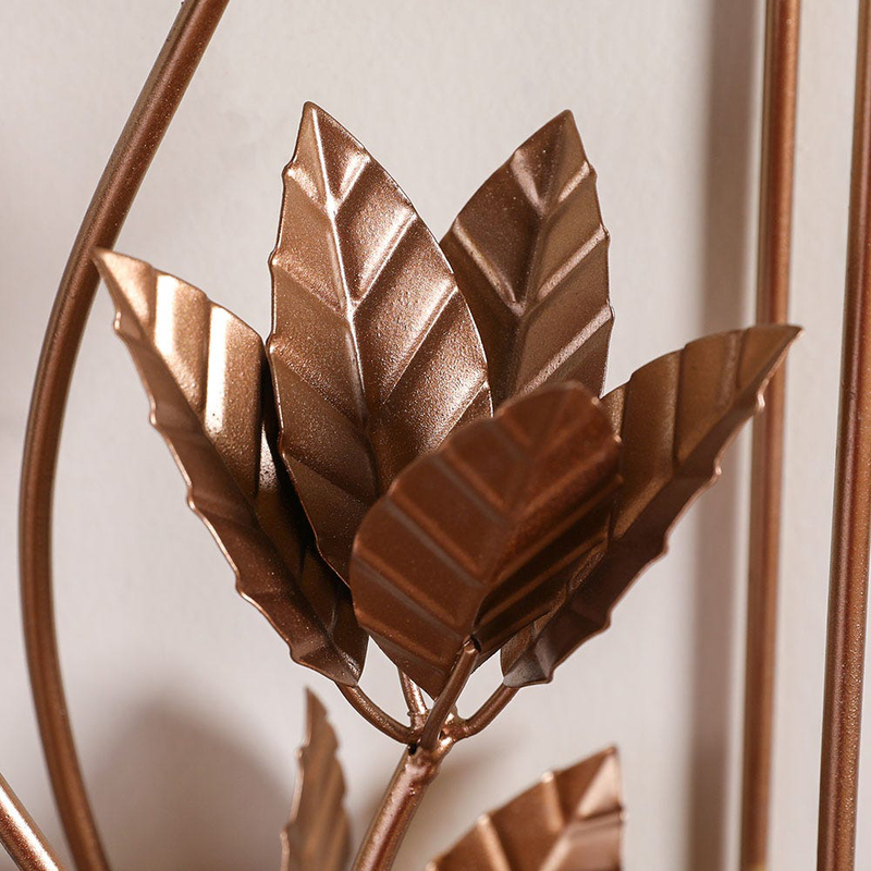 Danube Home Stolpa Willow Leaf Metal Wall Accent, Rose Gold