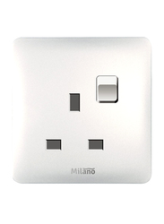 Milano 13A Single Switched Socket With Led Indicator, White
