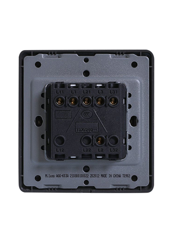 Danube Home Milano 16A 3 Gang 1 Way Switch, Gold