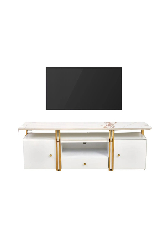 Danube Home Tunesia TV Cabinet For Up To 65 Inches TV, White/Golden