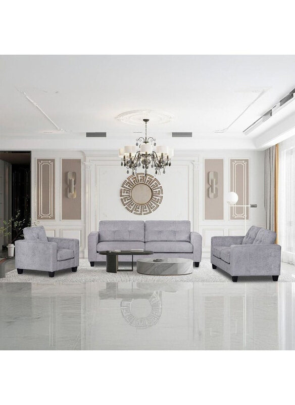 

Danube Home Amalia 3 Seater Fabric Sofa, Light Grey