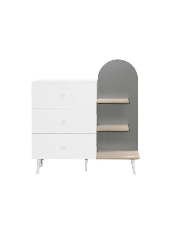 

Danube Home Lur 3 Drawer Open Shelf Kids Dresser, Multicolour