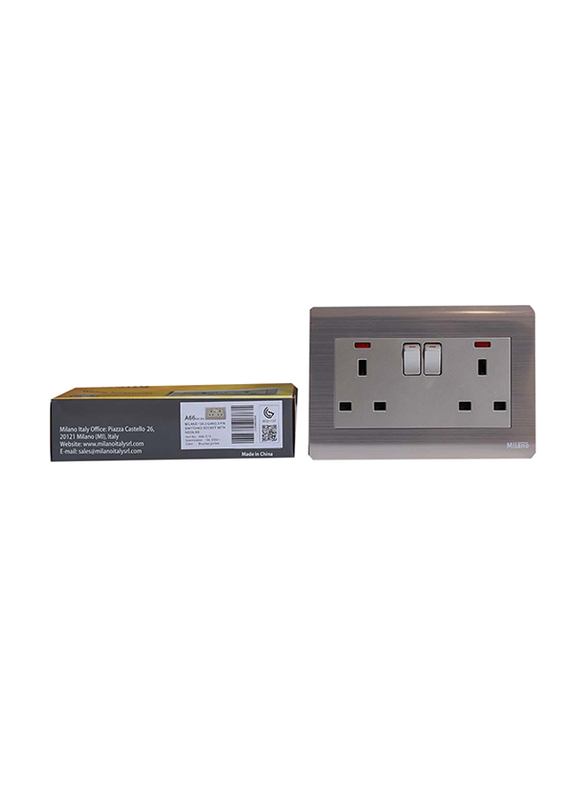 Danube Home Milano 13A 2 Gang Socket with Neon Gd, Gold