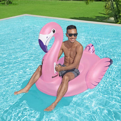 Danube Home Bestway Rider Luxury Flamingo Inflatable Swimming Pool Floater, Pink