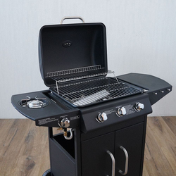 Danube Home 2 Burner Gas BBQ Grill with Wheels, Black