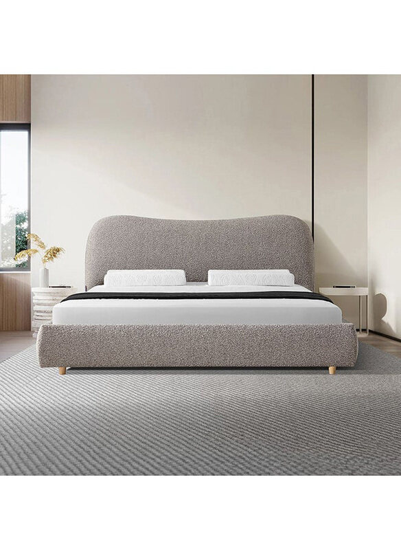 

Danube Home Eternal Sturdy Modern Design Wooden Double Bed, Grey Melange