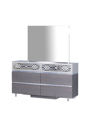 Danube Home Calvin Dresser with Mirror and Led, 140 x 44.5 x 157.9cm, Grey/Silver