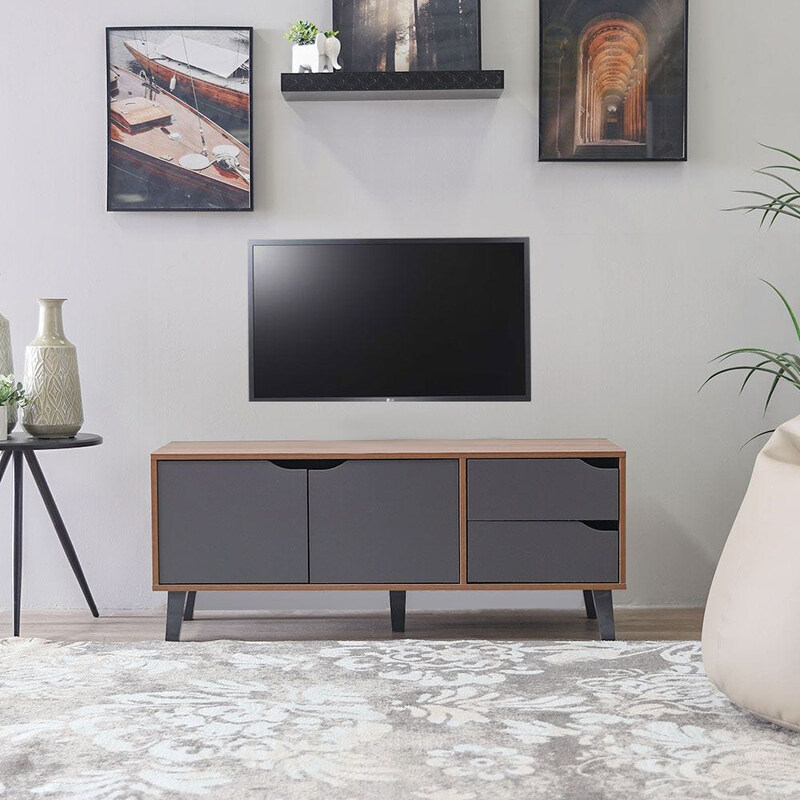 

Danube Home Modesto TV Cabinet For Up To 32 Inches TV, Cherry/Dark Grey