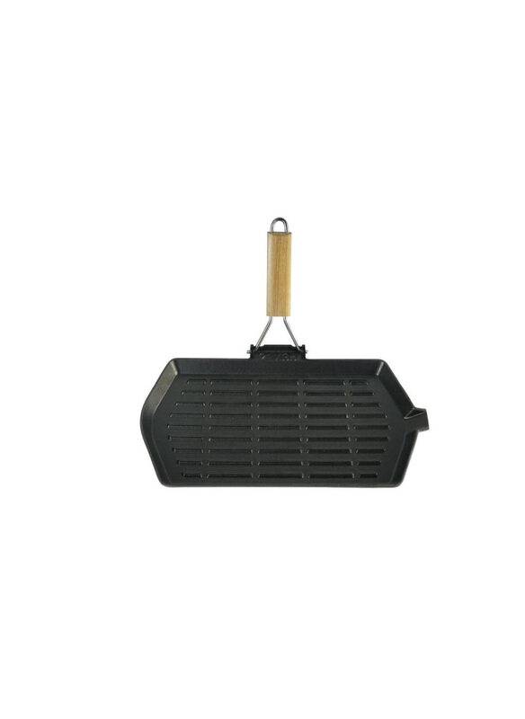 

Danube Home 35cm Rosette Cast Iron Grill Pan with Wooden Handle, Black