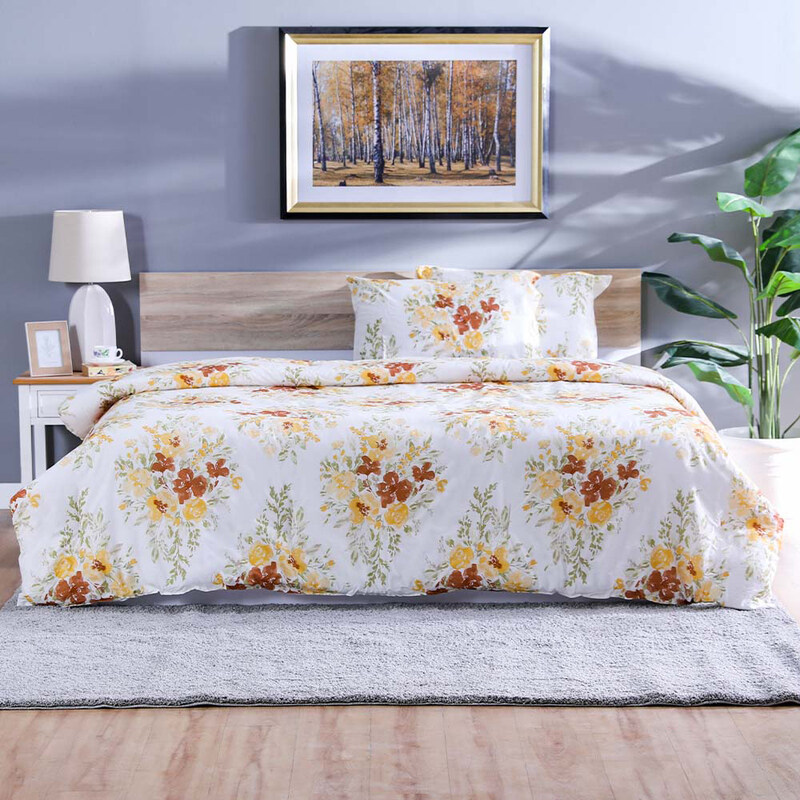 

Danube Home 3-Piece Shoreline Scattered Floral Comforter 100% Cotton Bedding Set, 2 Pillow Cover, 1 Bedsheet Bedroom, King, Peach