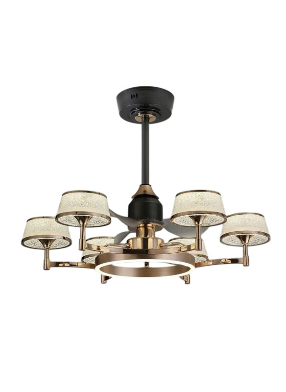 

Danube Home Lori Iron/Alu/Acrylic Ceiling Fan with LED, Golden/Black