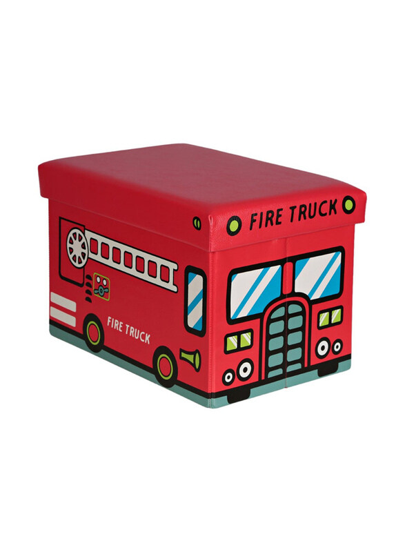 Danube Home Fire Truck Folding Storage Ottoman, Red