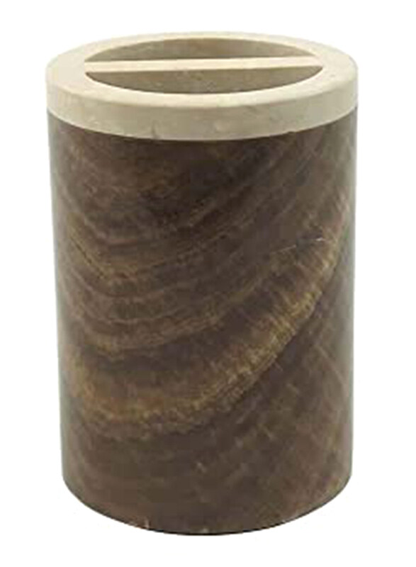 

Danube Home Selena Marble Tooth Brush Holder, Gold