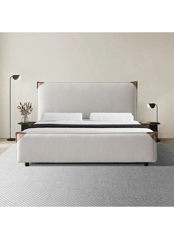 

Danube Home Adamantin Sturdy Modern Design Wooden Double Bed, Beige