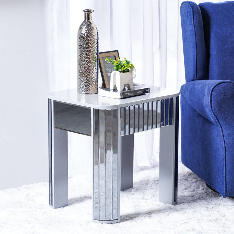 

Danube Home Space Saving Danaya End Table, Champagne/Grey Mirror
