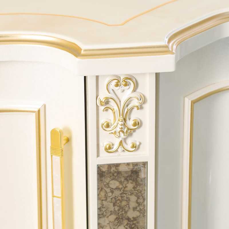 Danube Home Celia Dresser with Mirror and Stool, Cream/Golden
