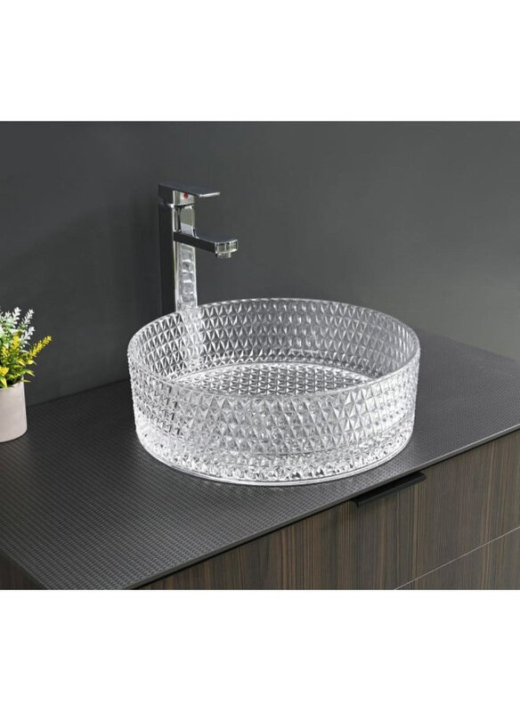 

Danube Home Garnet Crystal Above Counter Basin, Clear
