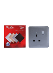 Milano 13A Single Switched Socket With Led Indicator, Silver