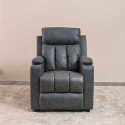 Danube Home Andover 1 Seater Fabric Pushback Recliner, Dark Grey