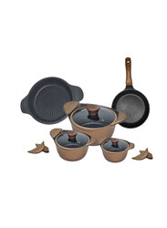 Danube Home 8-Piece Neoklein Titanium Oven Safe Cookware Set, Gold