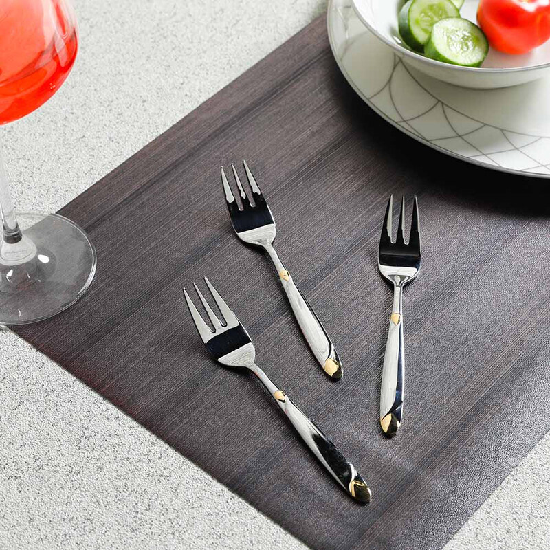

Danube Home 3-Piece Sania Stainless Steel Tea Fork Set, Gold