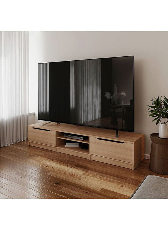 

Danube Home Royan Wooden Large TV Unit Cabinet with 2 Drawers Up To 98 Inches, Light Brown