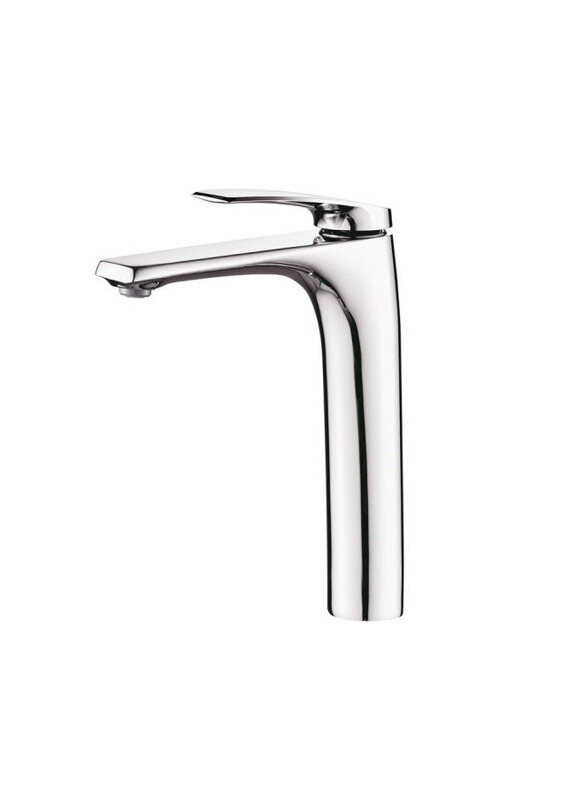 

Danube Home Nico Art Basin Mixer With Pop Up Waste Brass Tall Basin Mixer for Toilets Bathroom Lavatory, Chrome