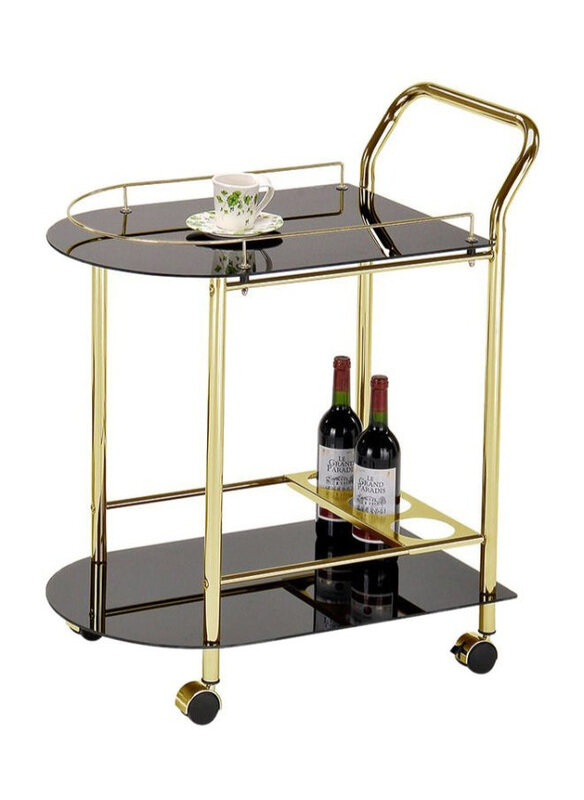 

Danube Home Jumana Serving Trolley, Black/Gold
