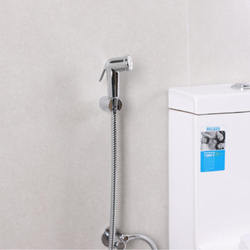 Danube Home Milano Deluxe PVC Shattaf With Angle Valve, Chrome