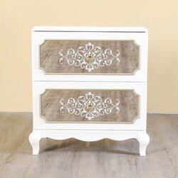 Danube Home Alena Night Stand, White/Gold
