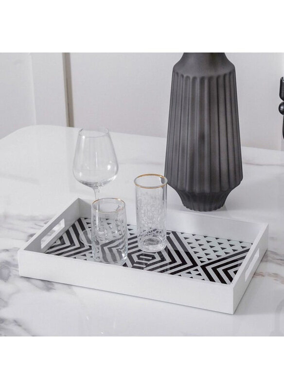 

Danube Home Percy Glass Serving Tray, White