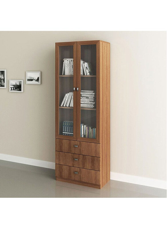 

Danube Home Kinsey Display Cabinet with 2 Glass Doors & 3 Drawers, Brown