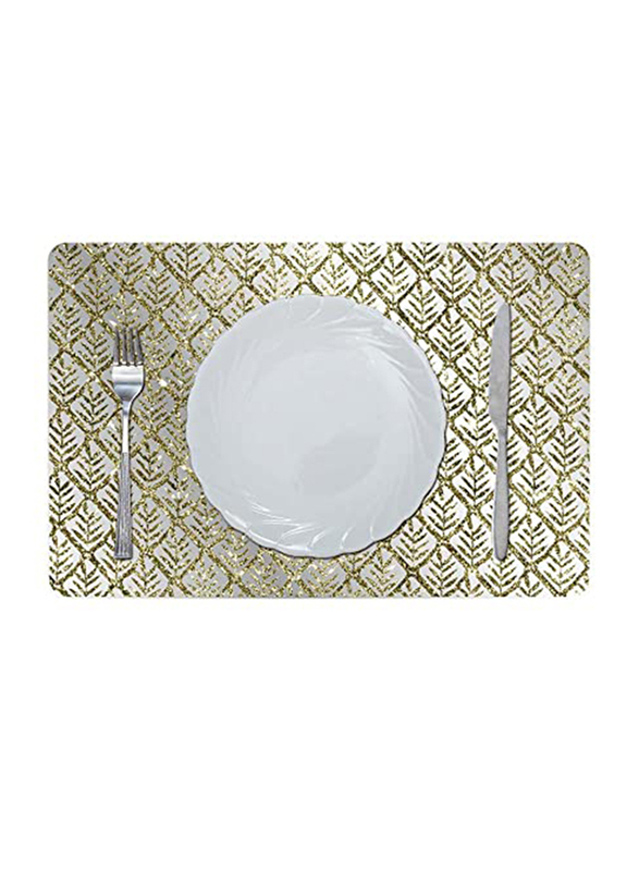 Danube Home Glamour Glitter Metallic Mirror Look Printed Placemat, Gold
