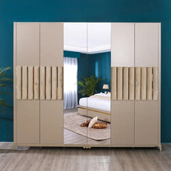 Danube Home Maynard 6 Door Wardrobe, Champagne Beige