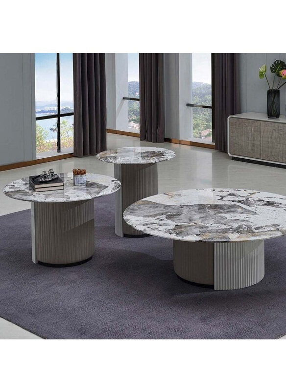 

Danube Home Hesdin Round Medium Stylish Coffee Table, Light Grey
