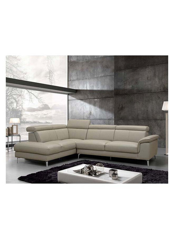 

Danube Home Aston 5-Seater Left Corner Faux Leather Sofa, Warm Grey