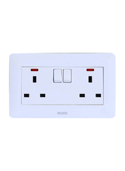 Milano 13A Twin Socket With Switch & Led Indicator, White