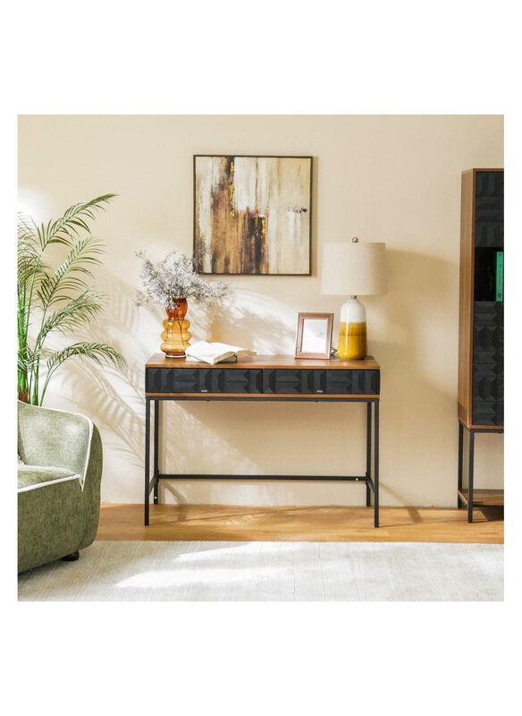 

Danube Home Dello Study Desk With 2 Drawers Computer Table, Walnut/Black