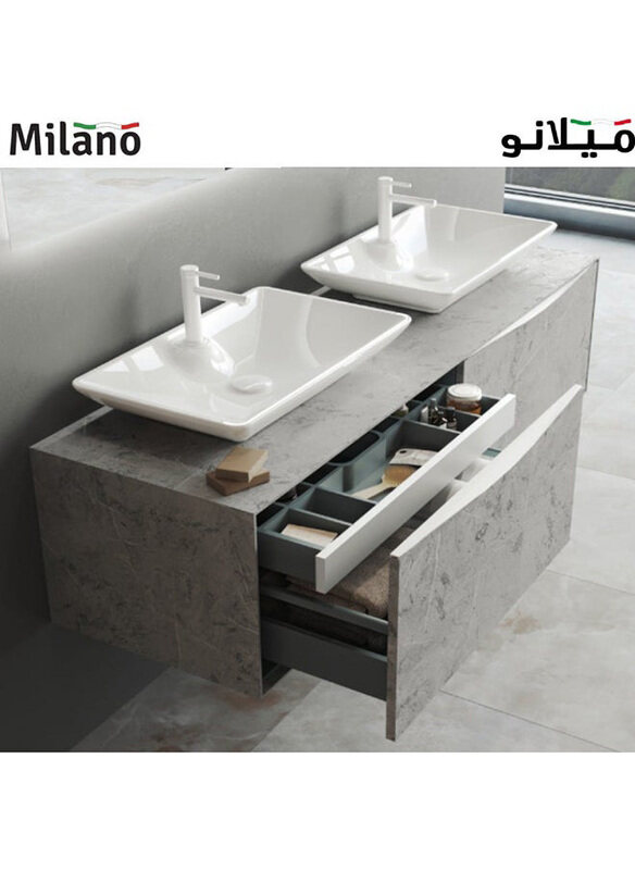 

Milano Mono Vanity with 2 Basin, Dark Grey